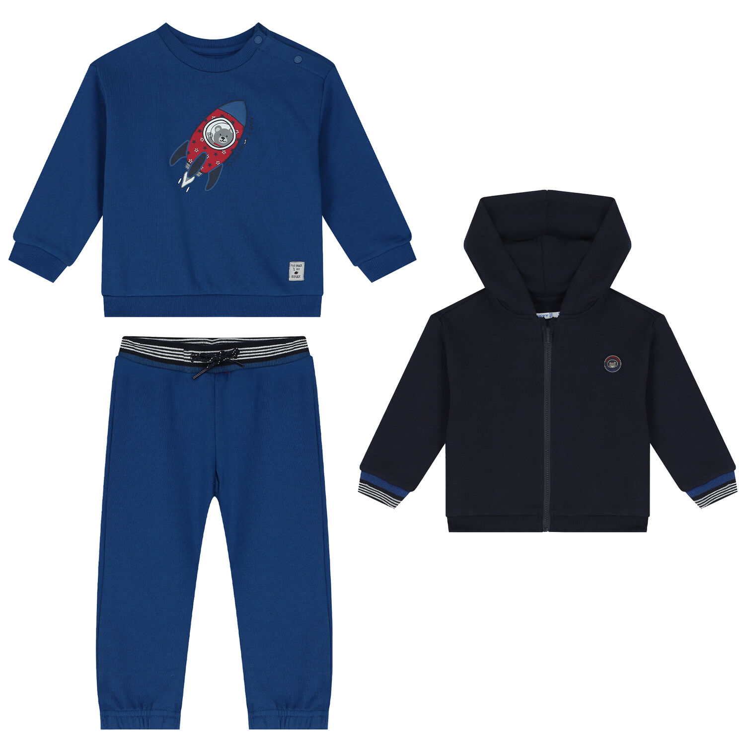 Younger Boys Navy Blue & Blue 3 Piece Tracksuit , 2, hi-res image number null